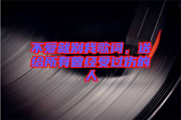 不愛(ài)就別我歌詞,送給所有曾經(jīng)受過(guò)傷的人