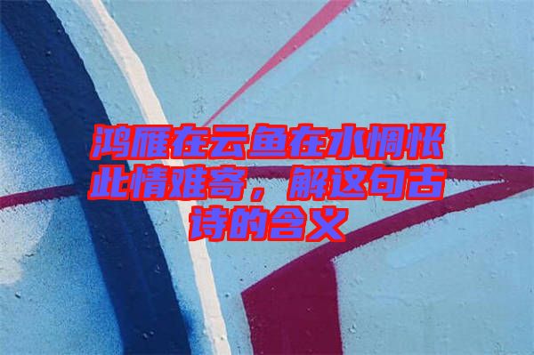 鴻雁在云魚在水惆悵此情難寄,解這句古詩(shī)的含義