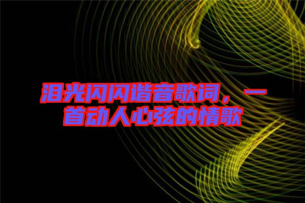 淚光閃閃諧音歌詞,一首動人心弦的情歌