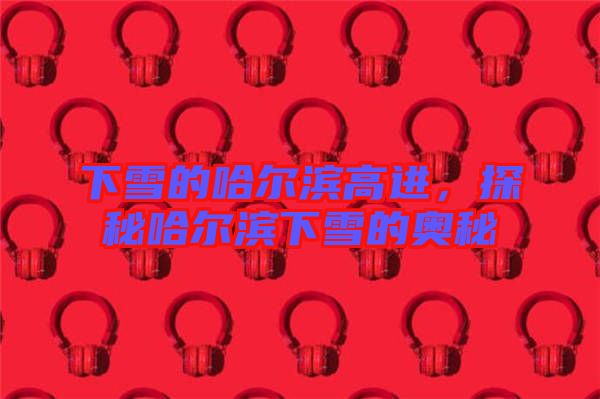 下雪的哈爾濱高進(jìn),探秘哈爾濱下雪的奧秘