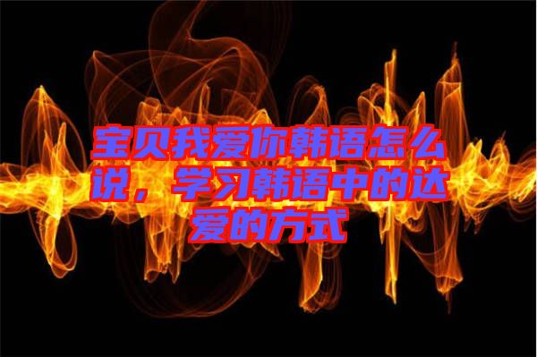 寶貝我愛你韓語怎么說，學習韓語中的達愛的方式