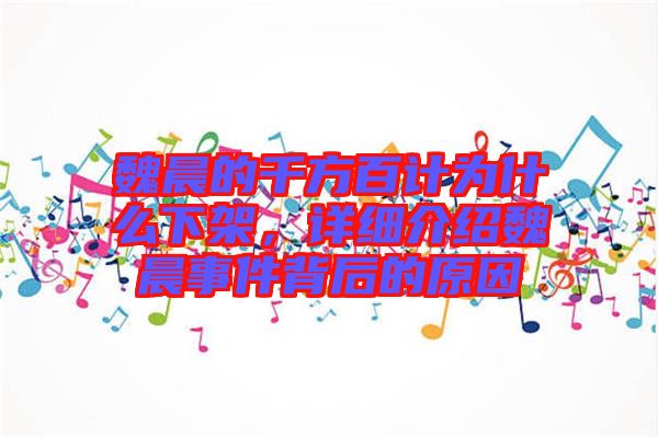 魏晨的千方百計(jì)為什么下架,詳細(xì)介紹魏晨事件背后的原因