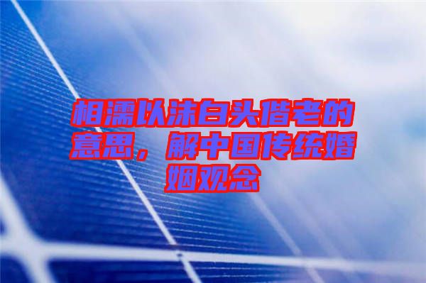 相濡以沫白頭偕老的意思,解中國傳統(tǒng)婚姻觀念