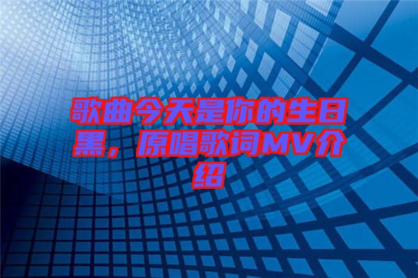歌曲今天是你的生日黑，原唱歌詞MV介紹