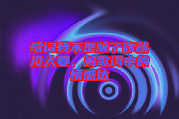 歌詞我不是除了你就沒(méi)人要,解歌詞中的情感達(dá)