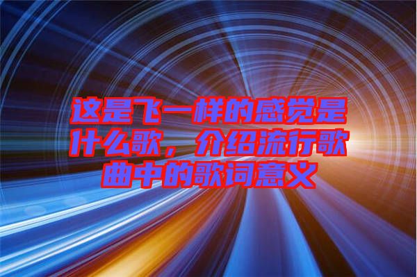 這是飛一樣的感覺是什么歌，介紹流行歌曲中的歌詞意義