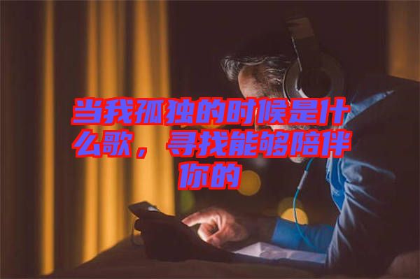 當我孤獨的時候是什么歌,尋找能夠陪伴你的
