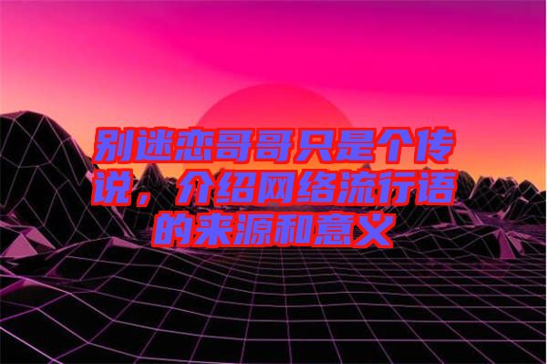 別迷戀哥哥只是個傳說，介紹網絡流行語的來源和意義