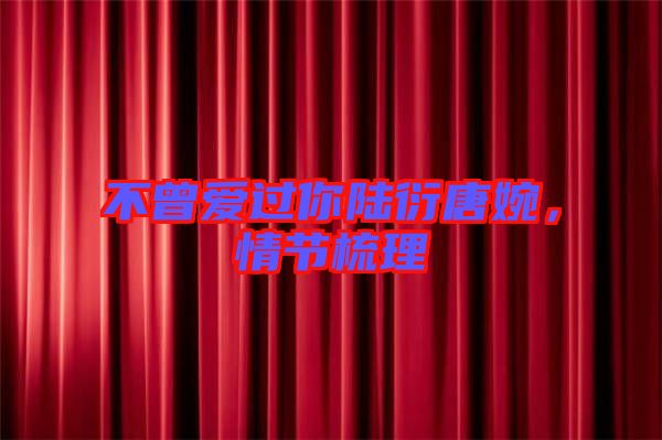 不曾愛過你陸衍唐婉，情節梳理