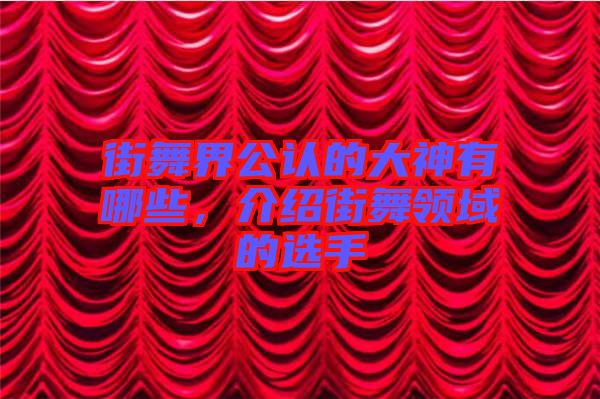 街舞界公認的大神有哪些,介紹街舞領域的選手