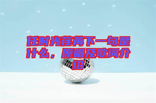 任時光荏苒下一句是什么,原唱及歌詞介紹