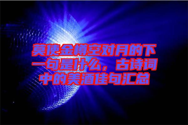 莫使金樽空對(duì)月的下一句是什么,古詩(shī)詞中的美酒佳句匯總