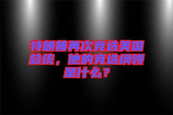 特朗普再次競(jìng)選美國(guó)總統(tǒng),他的競(jìng)選綱領(lǐng)是什么?