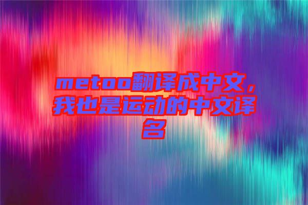 metoo翻譯成中文,我也是運(yùn)動(dòng)的中文譯名