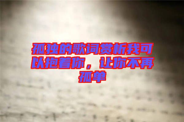 孤獨(dú)的歌詞賞析我可以抱著你,讓你不再孤單