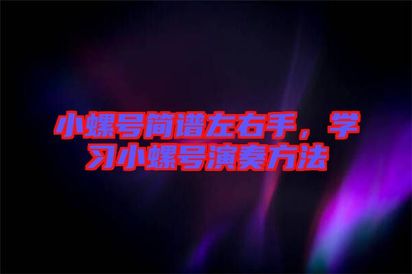 小螺號簡譜左右手,學習小螺號演奏方法