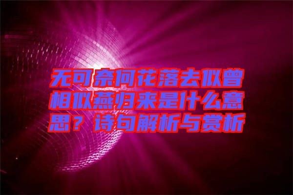 無可奈何花落去似曾相似燕歸來是什么意思？詩句解析與賞析