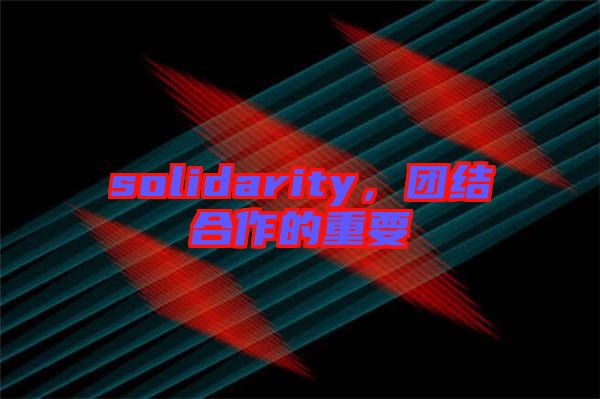 solidarity,團(tuán)結(jié)合作的重要