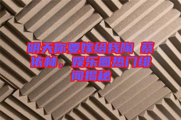 明天你要嫁給我陶喆蔡依林，娛樂圈熱門緋聞揭秘