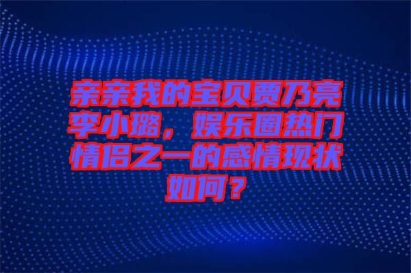 親親我的寶貝賈乃亮李小璐,娛樂圈熱門情侶之一的感情現(xiàn)狀如何?