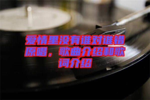 愛情里沒有誰對誰錯原唱,歌曲介紹和歌詞介紹