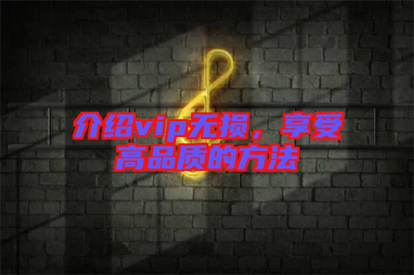 介紹vip無損,享受高品質的方法