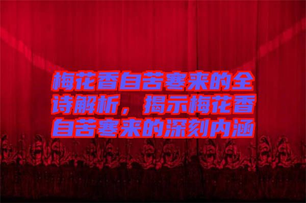 梅花香自苦寒來(lái)的全詩(shī)解析,揭示梅花香自苦寒來(lái)的深刻內(nèi)涵
