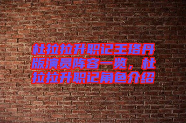 杜拉拉升職記王珞丹版演員陣容一覽，杜拉拉升職記角色介紹