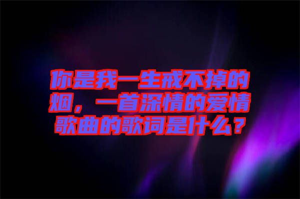 你是我一生戒不掉的煙,一首深情的愛情歌曲的歌詞是什么?