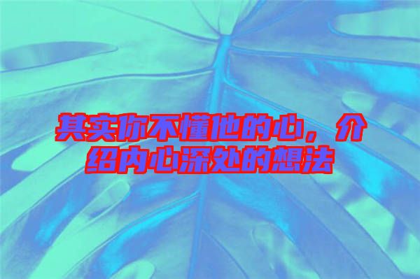 其實(shí)你不懂他的心,介紹內(nèi)心深處的想法