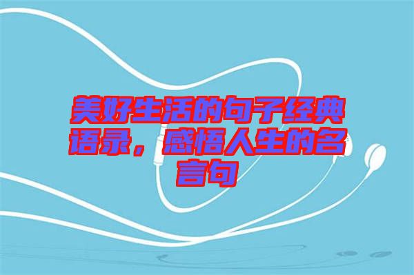 美好生活的句子經典語錄,感悟人生的名言句