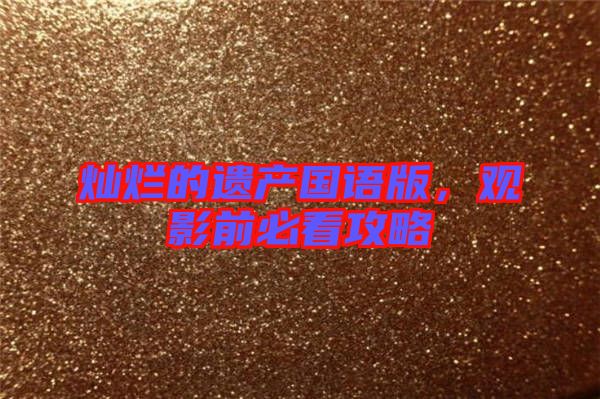 燦爛的遺產(chǎn)國(guó)語(yǔ)版,觀影前必看攻略