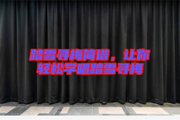 踏雪尋梅簡譜，讓你輕松學唱踏雪尋梅