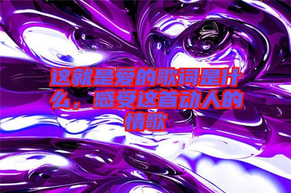 這就是愛的歌詞是什么，感受這首動人的情歌