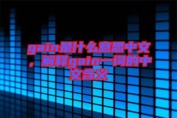 gain是什么意思中文，解釋gain一詞的中文含義