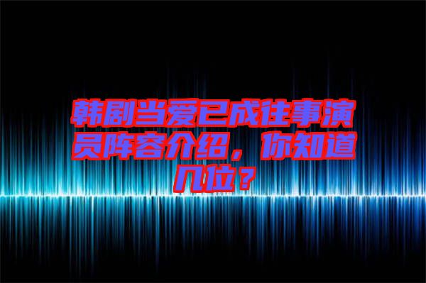 韓劇當(dāng)愛已成往事演員陣容介紹,你知道幾位?