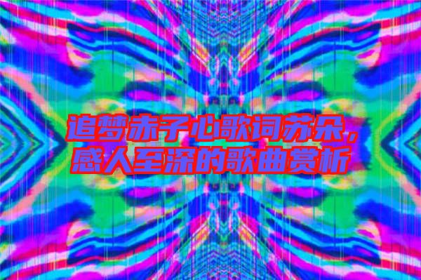 追夢赤子心歌詞蘇朵,感人至深的歌曲賞析