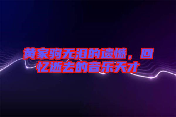 黃家駒無(wú)淚的遺憾,回憶逝去的音樂天才