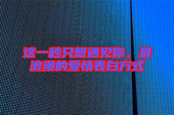 這一秒只想遇見(jiàn)你,最浪漫的愛(ài)情表白方式