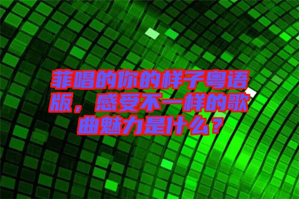 菲唱的你的樣子粵語(yǔ)版,感受不一樣的歌曲魅力是什么?