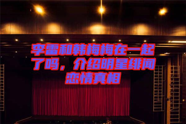 李雷和韓梅梅在一起了嗎,介紹明星緋聞戀情真相