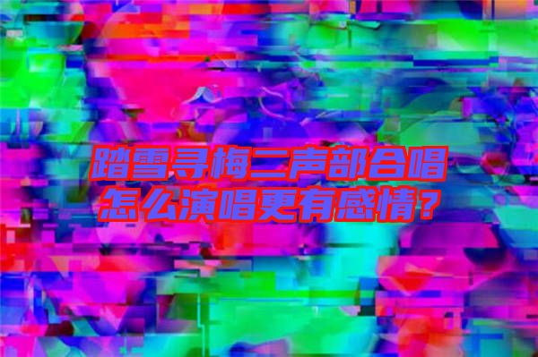 踏雪尋梅二聲部合唱怎么演唱更有感情?