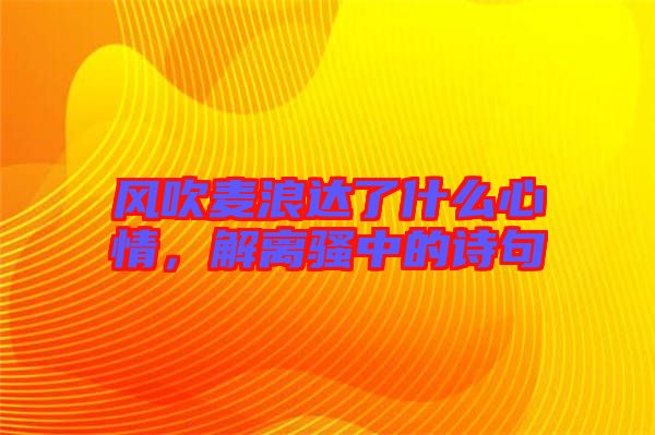 風(fēng)吹麥浪達(dá)了什么心情,解離騷中的詩(shī)句