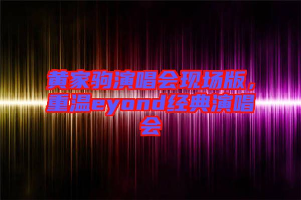 黃家駒演唱會現場版，重溫eyond經典演唱會