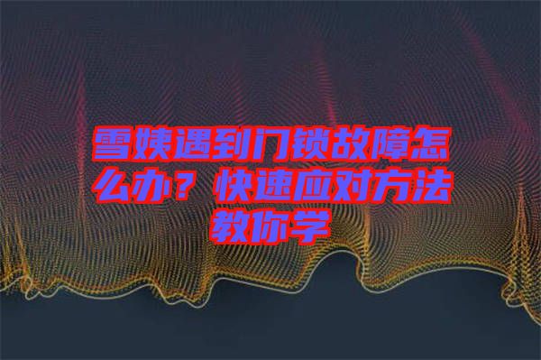 雪姨遇到門鎖故障怎么辦?快速應對方法教你學
