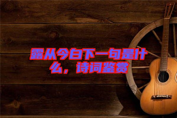 露從今白下一句是什么,詩詞鑒賞